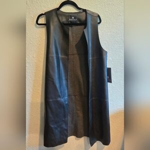 bagatelle Black Faux Leather Sleeveless Longline Vest